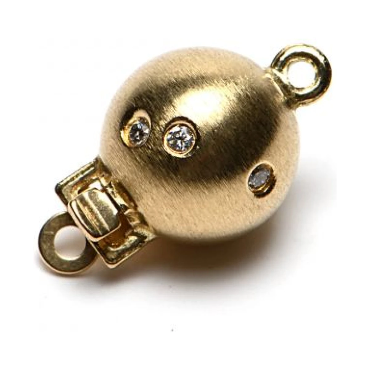  18ct Yellow Gold Diamond Set Satin Ball Clasp 8mm