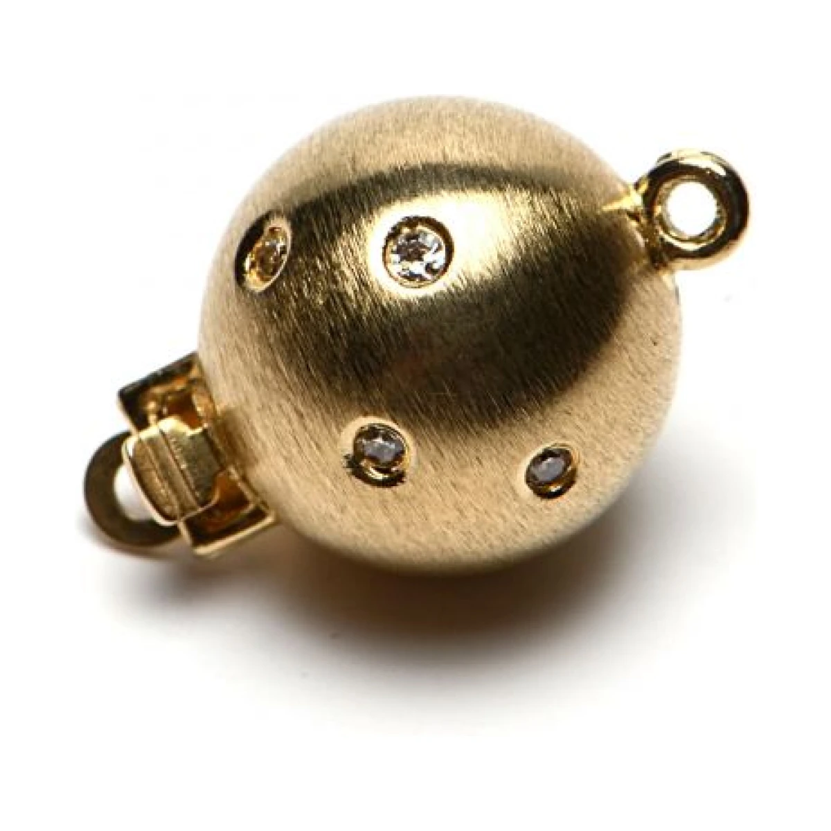  18ct Yellow Gold Diamond Set Satin Ball Clasp | 11 mm