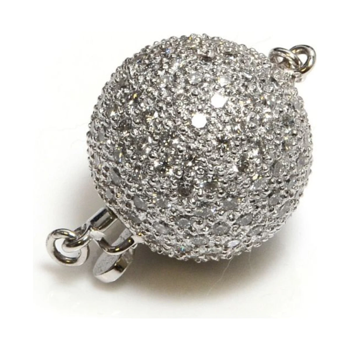 18ct White Gold & Diamond Set Ball Clasp | 16mm