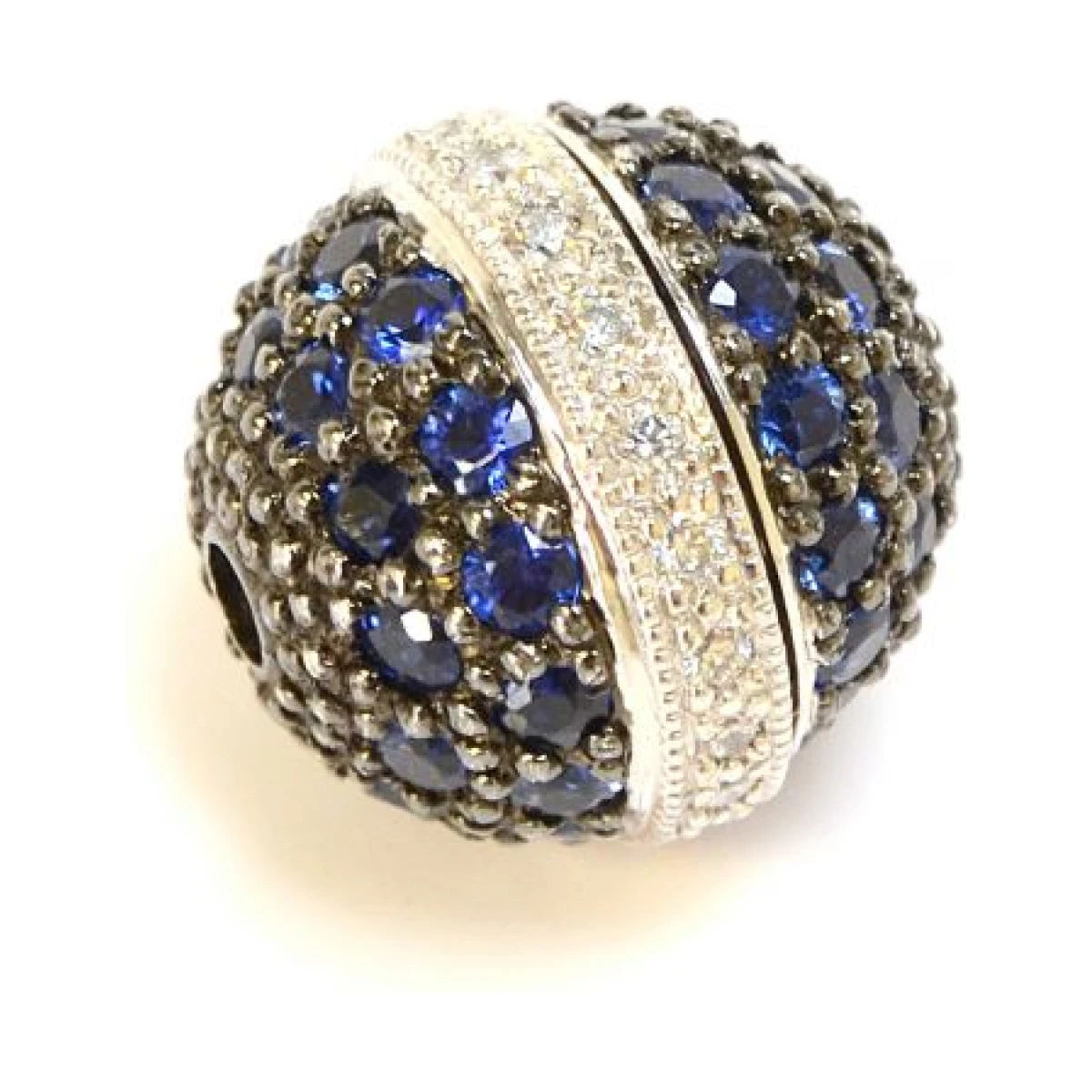 18ct White Gold Sapphire & Diamond Set Screw Clasp