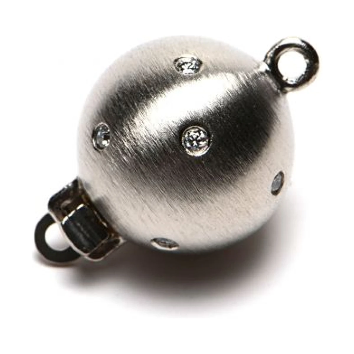 18ct White Gold Satin Finished Diamond Set Ball Clasp 10 mm