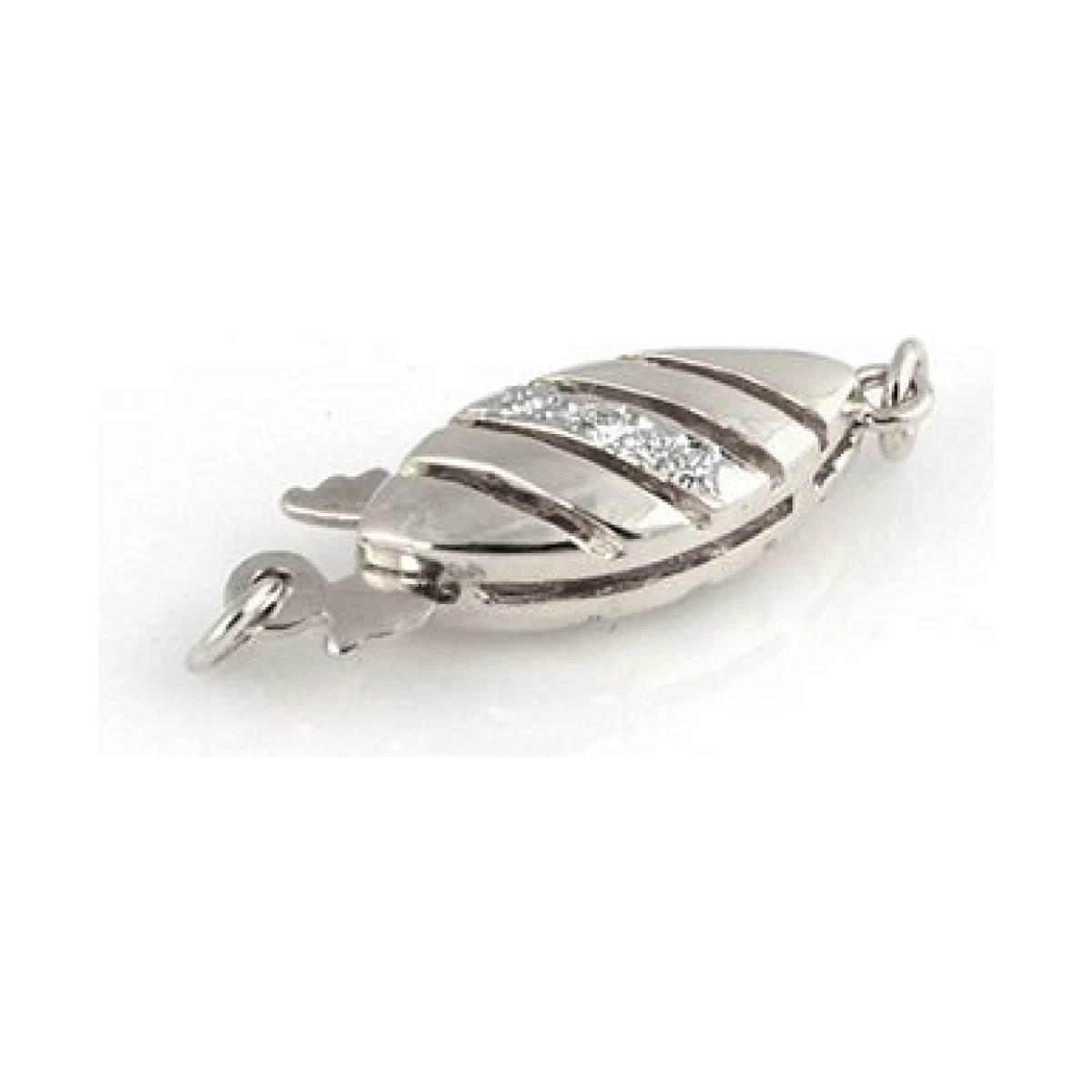 18ct White Gold & Diamond Set Navette Clasp