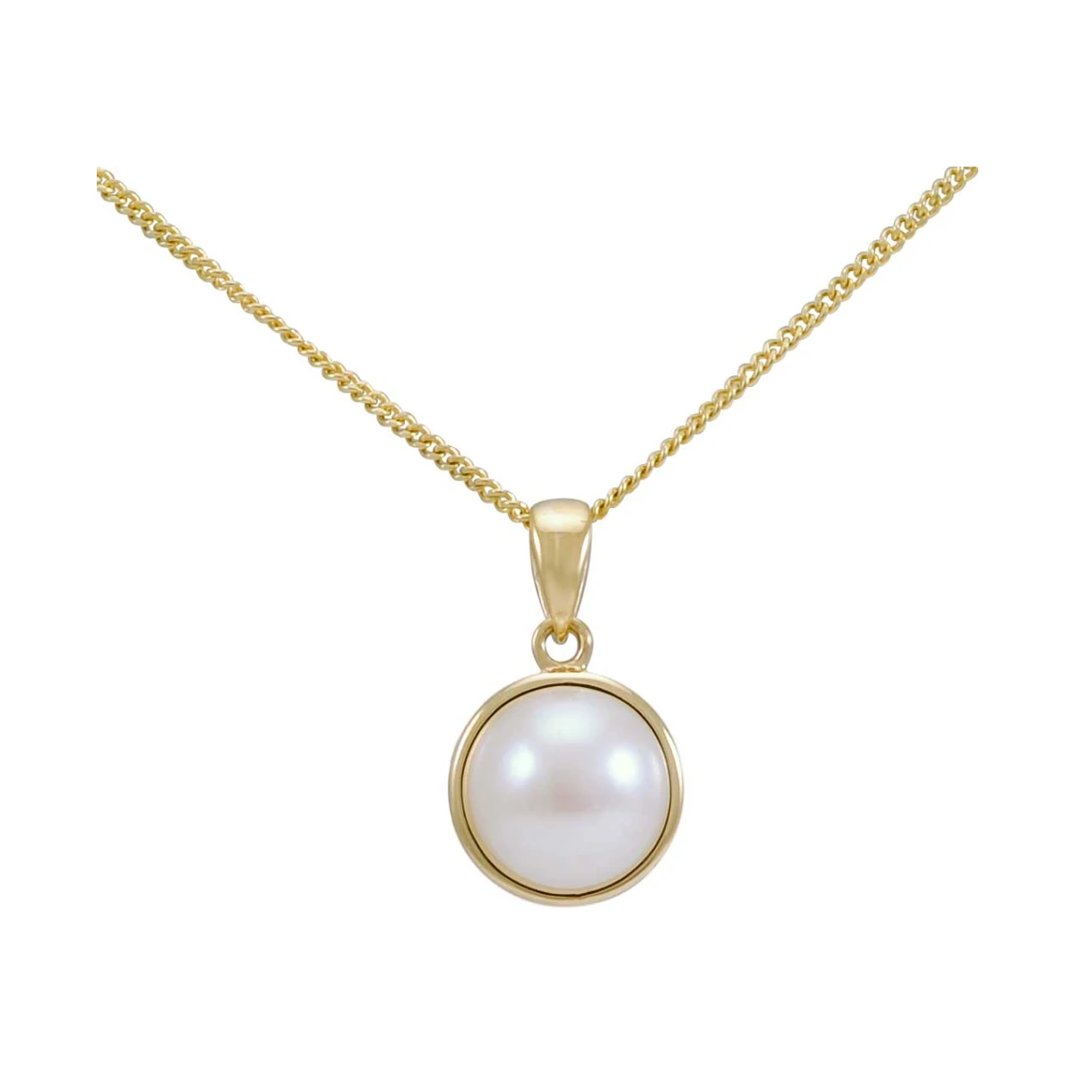 Freshwater Pearl Simple Circular Design Pendant  |  9ct Yellow Gold
