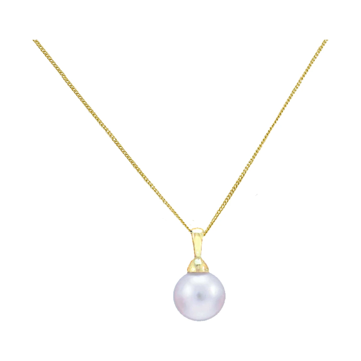 Akoya Pearl Bell Cap Simple Pendant  |  9ct Yellow Gold 