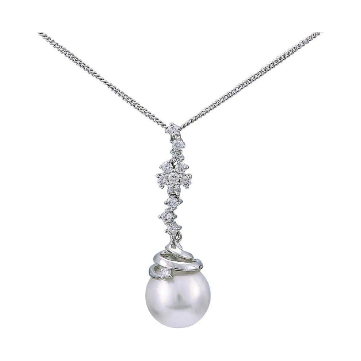 South Sea Pearl & Diamond "Volcano" Design Pendant  |  18ct White Gold