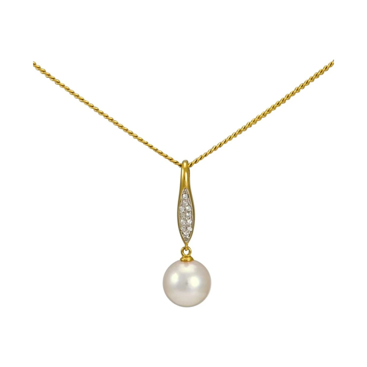 Akoya Pearl & Diamond Edwardian Style Pavee Set Pendant | 18ct Gold