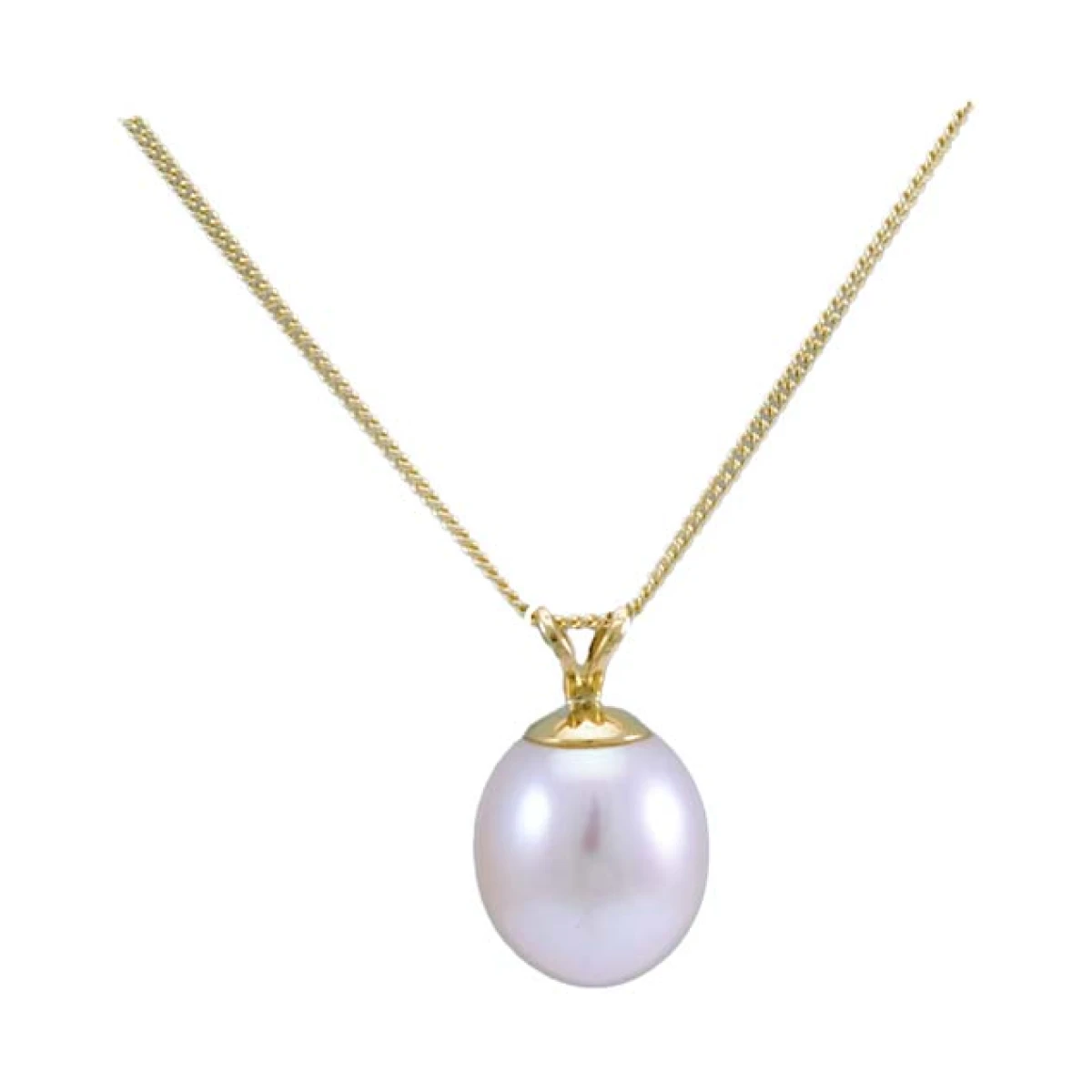 Freshwater Pearl Simple Split Bail Pendant  |  18ct Yellow Gold