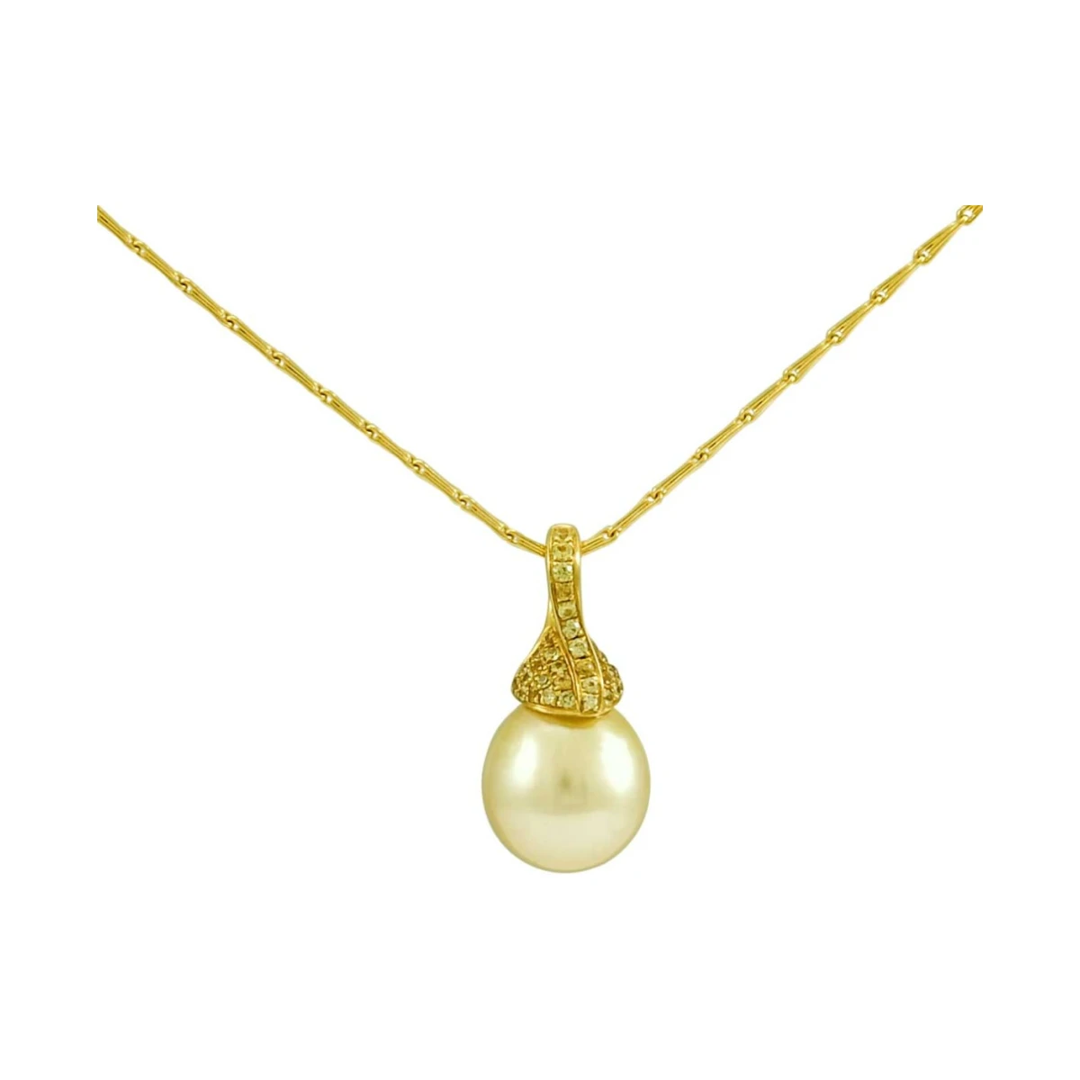 Gold South Sea Pearl & Yellow Sapphire Pendant  |  18ct Yellow Gold