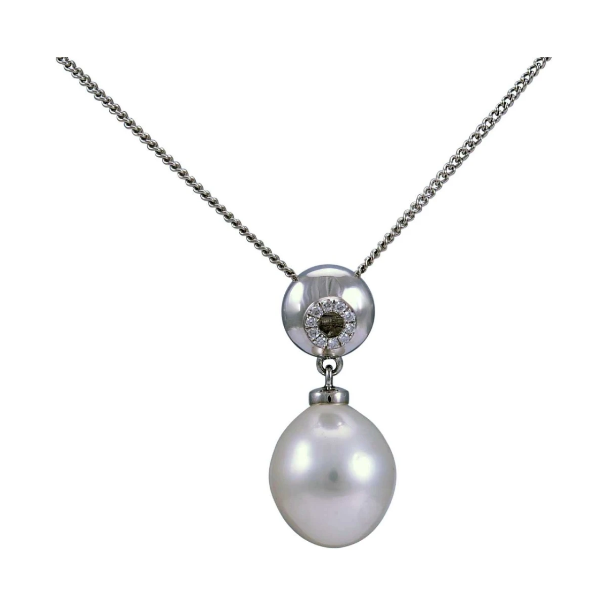 South Sea Pearl & Diamond Contemporary Design Pendant  |  18ct White Gold