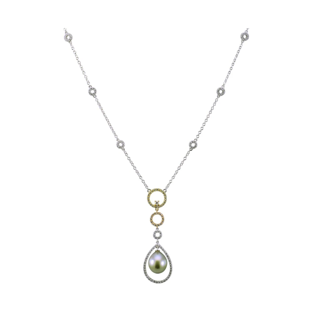 Tahitian Pearl & Diamond Tri-Colour Necklace  |  18ct Gold