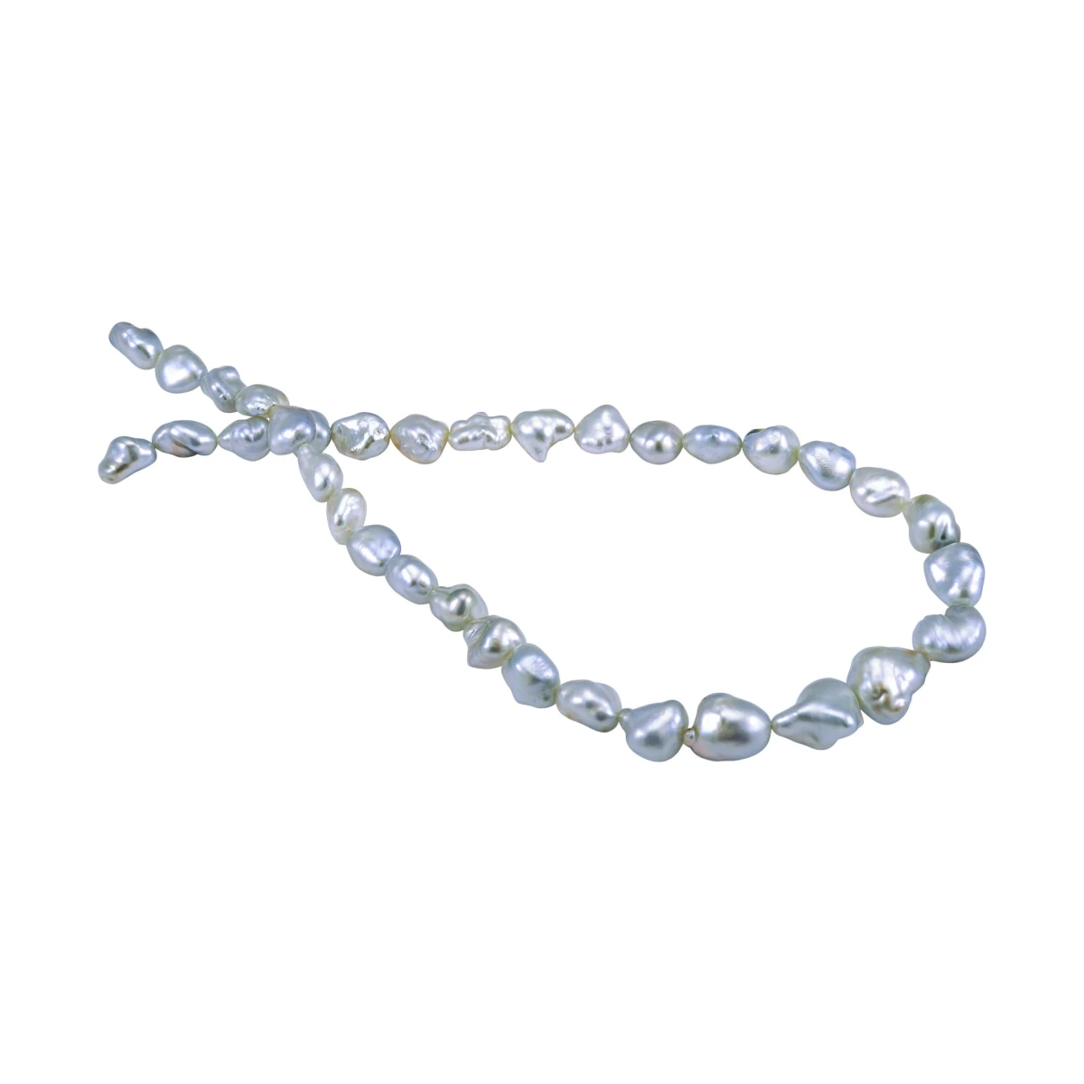 Tahitian Keshi Pearl Silver Grey Necklace 9 to 13mm