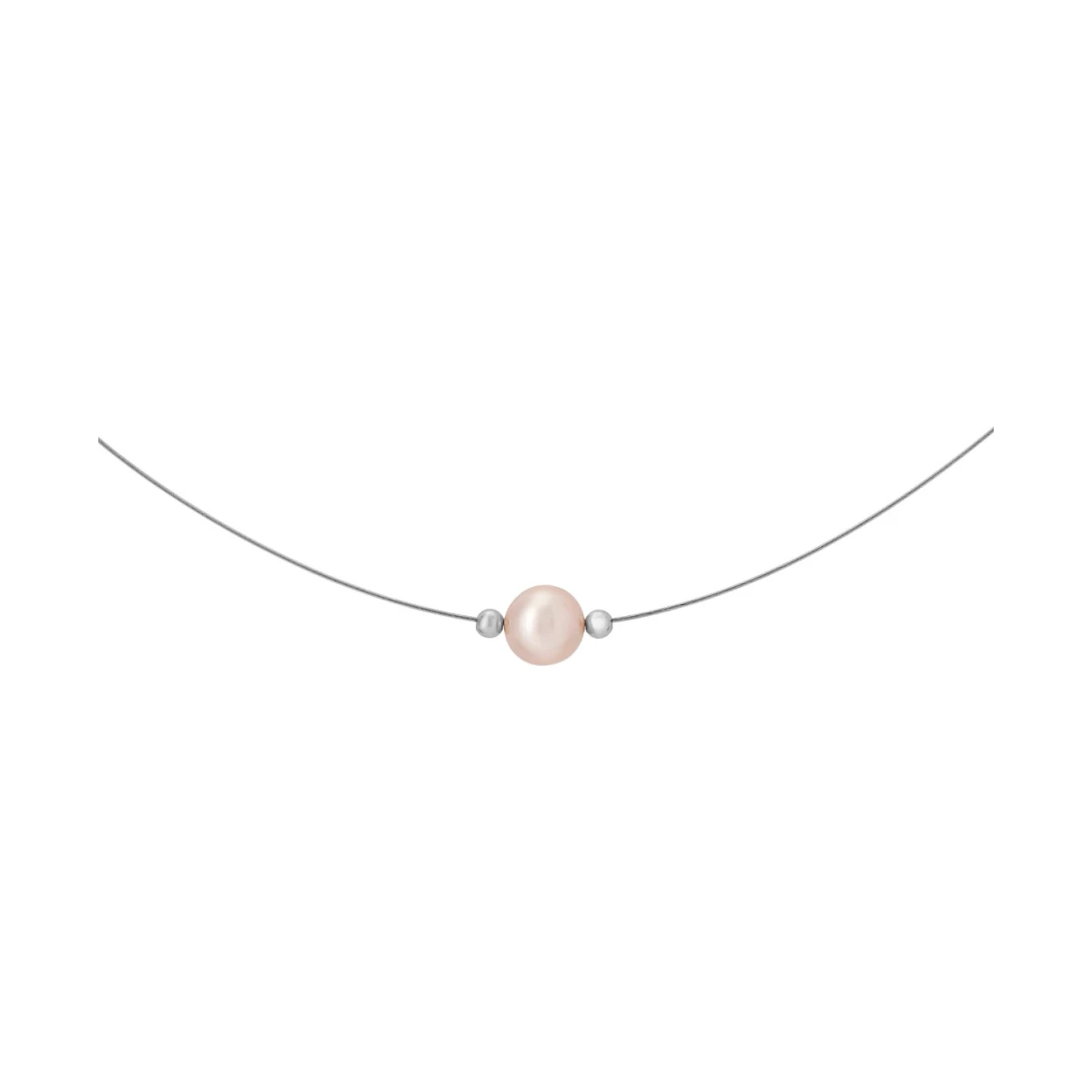 Freshwater Natural Colour Pearl Necklace  |  Silver & Steel