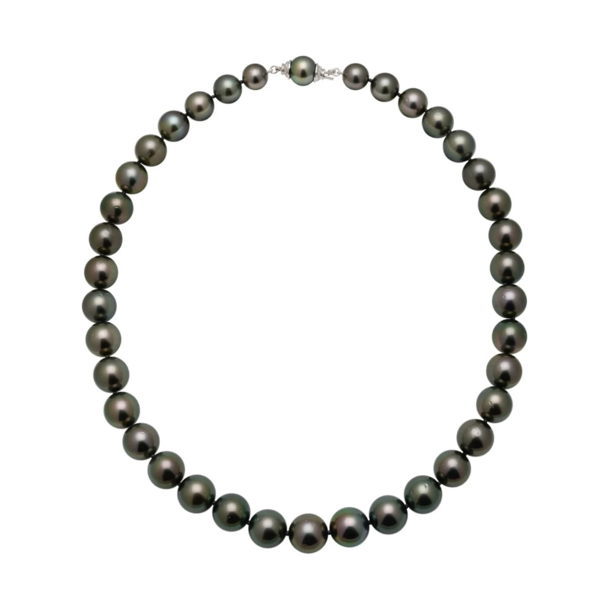 Tahitian Pearl Grey/Green Necklace With Integral Clasp