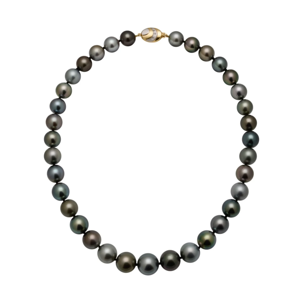 Tahitian Pearl Metallic Multi-Tone Necklace 11 to 13.5mm