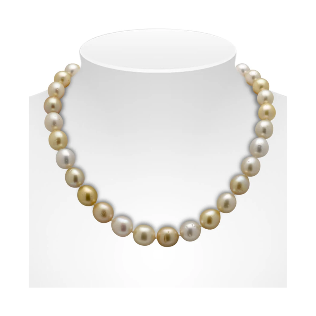 Gold And White South Sea Pearl Baroque Necklace 9.9 To 12.6mm