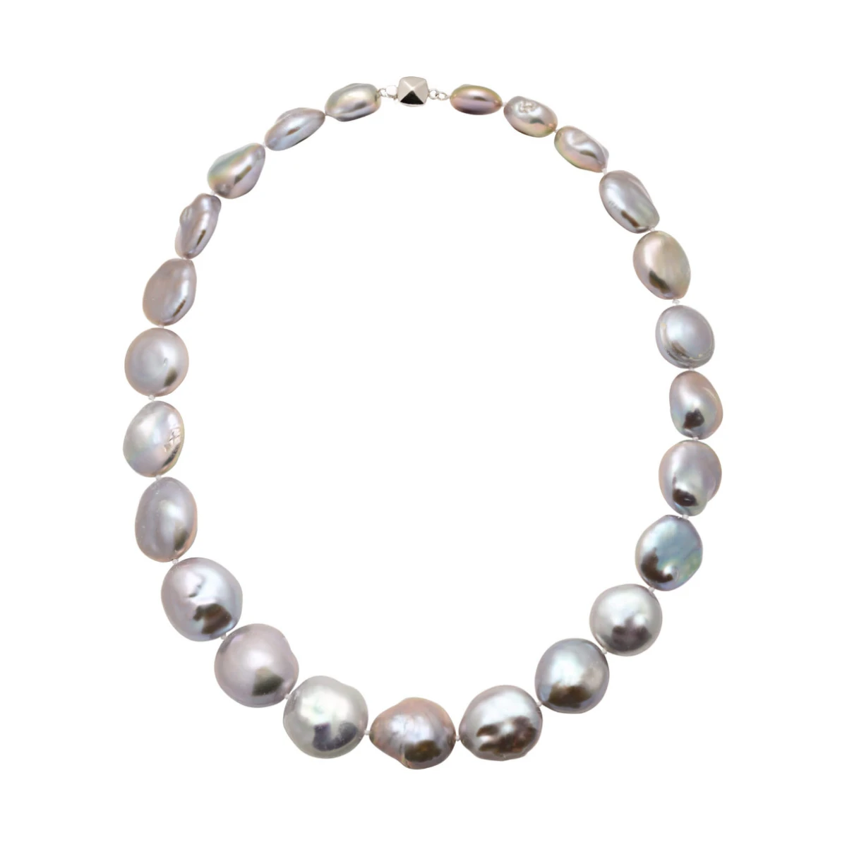 Grey Freshwater Baroque Coin Pearl Necklace | 15 to 19mm