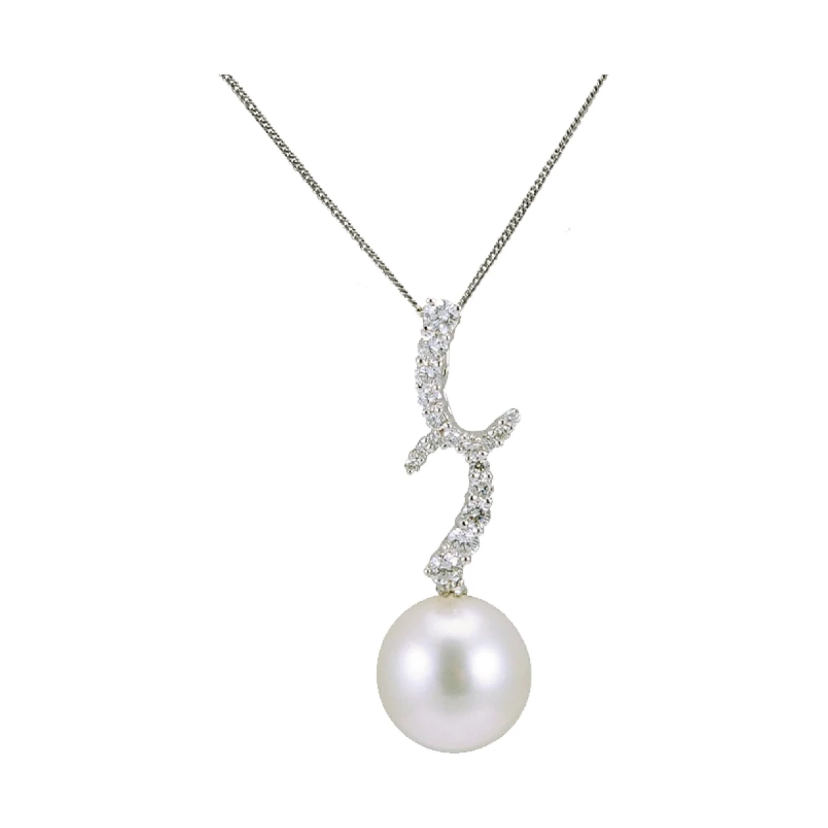 South Sea Pearl & Diamond Contemporary Design Pendant  |  18ct White Gold