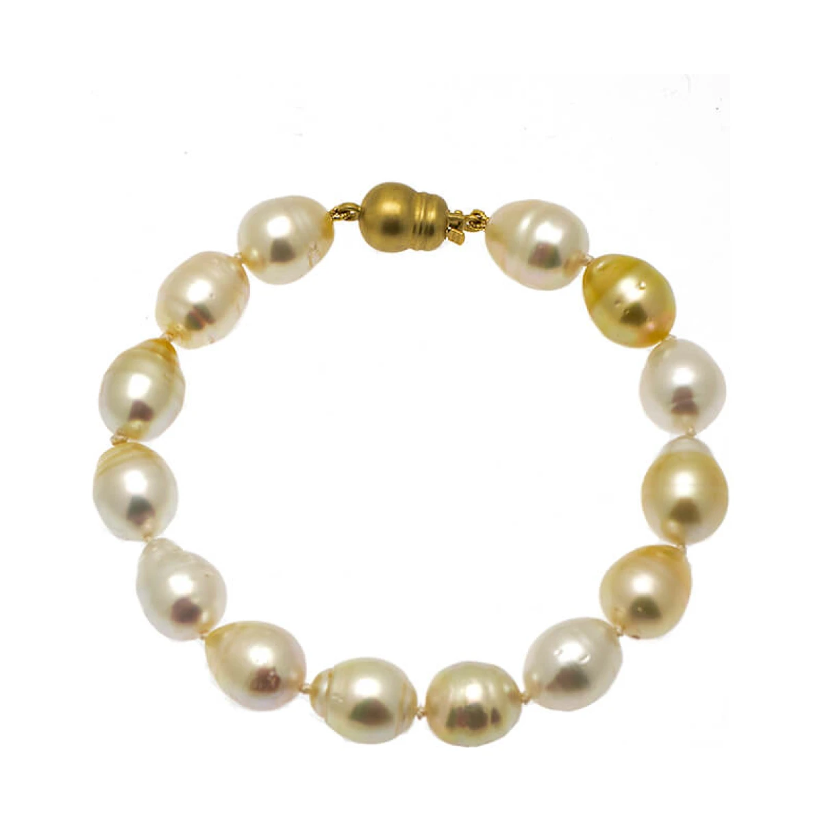 Gold & White South Sea Pearl Bracelet On 14ct Clasp