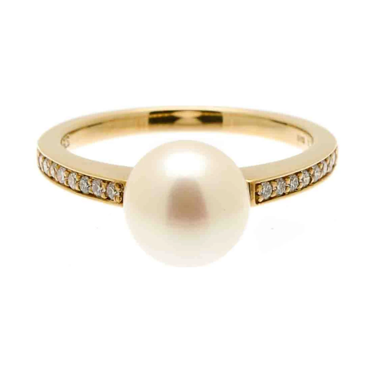 Freshwater Pearl & Diamond Contemporary Design Ring|9ct