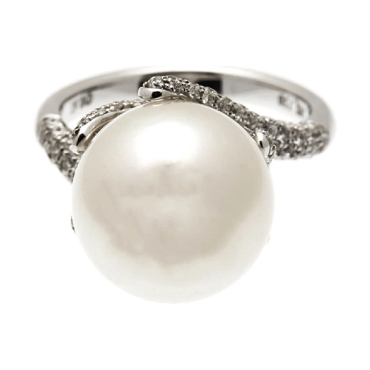 South Sea Pearl & Diamond Fancy Design Ring | 18ct White Gold