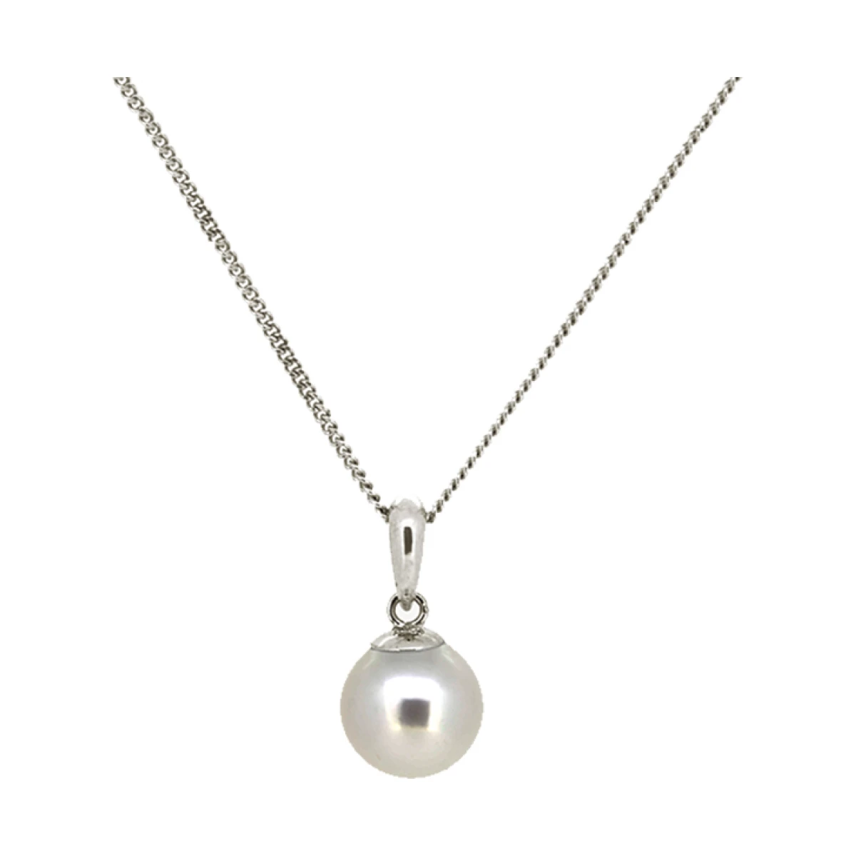 Simple Akoya Cultured Pearl Pendant  |  9ct White Gold
