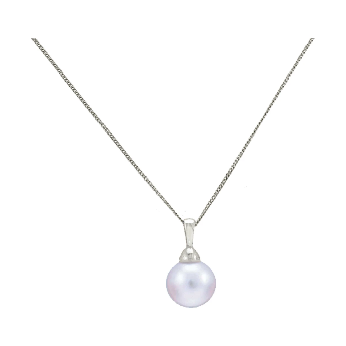 Akoya Pearl Bell Cap Simple Pendant  |  9ct White Gold