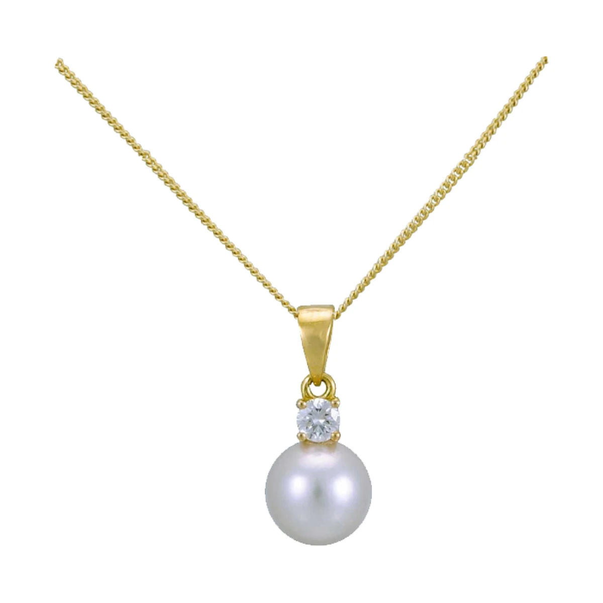 Akoya Pearl & Diamond 4 Claw Pendant  |  18ct Yellow Gold