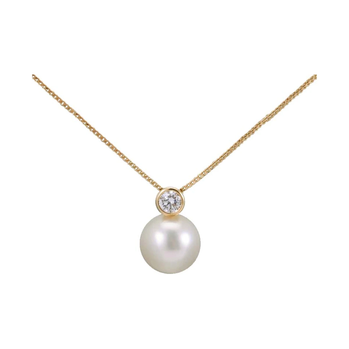 South Sea Pearl & Diamond Simple Pendant | 18ct Yellow Gold