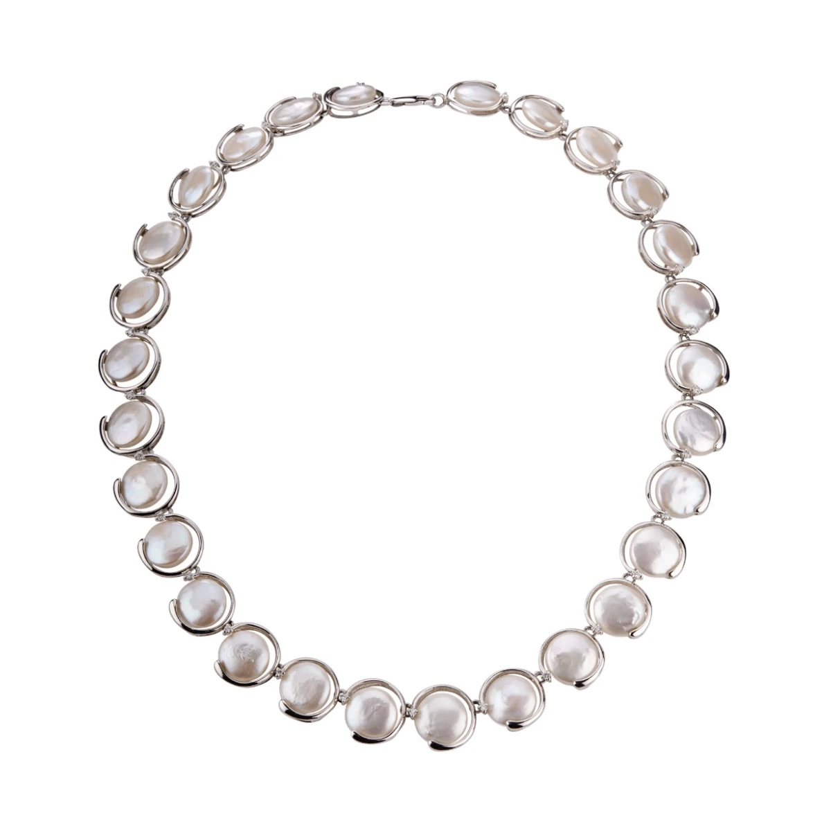 Freshwater Pearl & Diamond Collar Necklace | 14ct White Gold
