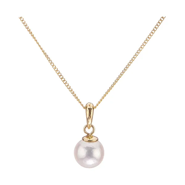 White Akoya Cultured Pearl Pendant 8.0-8.5 mm | 9ct Yellow Gold