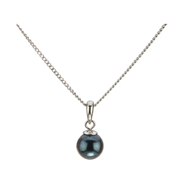 Black Akoya Cultured Pearl Pendant 7.0-7.5 mm  |  9ct White Gold