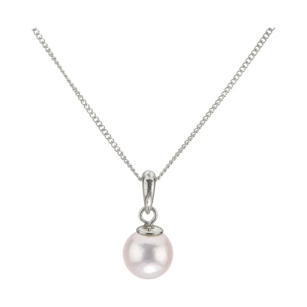 White Akoya Cultured Pearl Pendant 8.0-8.5 mm | 18ct White Gold