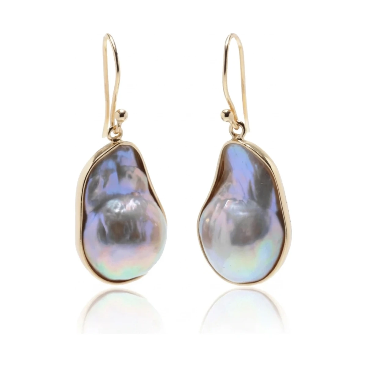 Baroque Natural Colour Freshwater Drop Earrings  |  Silver Gilt