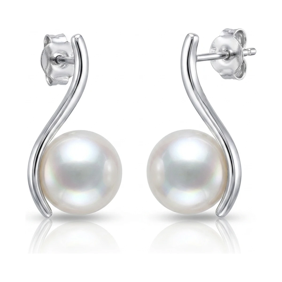 Freshwater Pearl  'S' Shaped Pearl Stud Earrings  |  9ct Gold