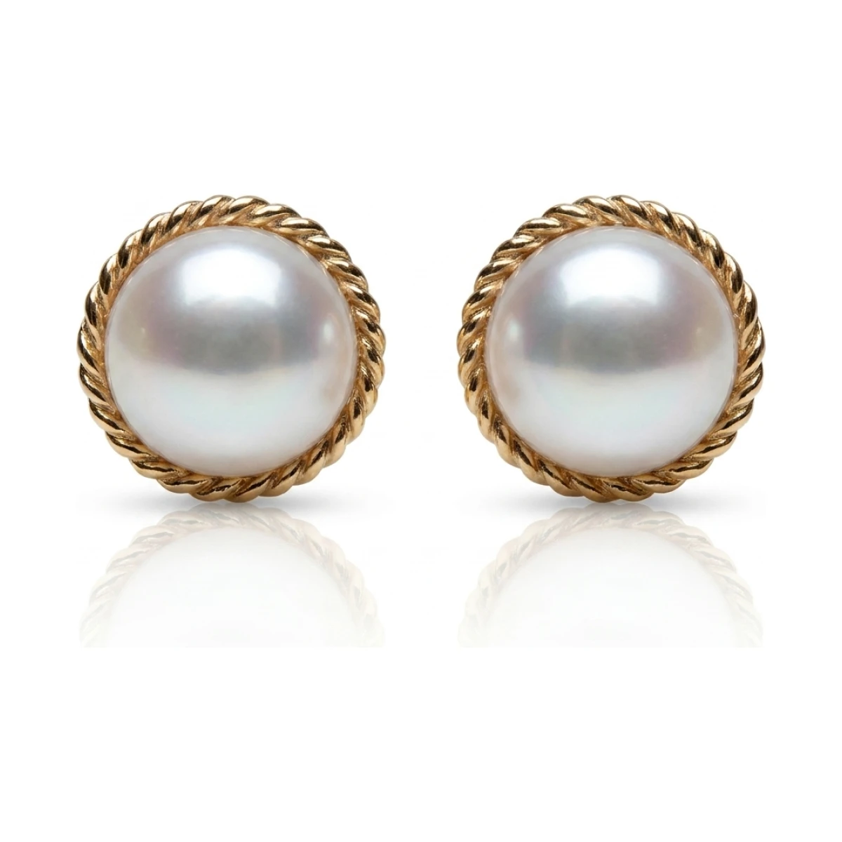 Freshwater Pearl Rope Edge Earrings  |  9ct Gold