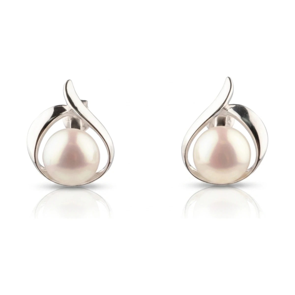  Freshwater Bouton Pearl Open Stud Earrings  |  Silver