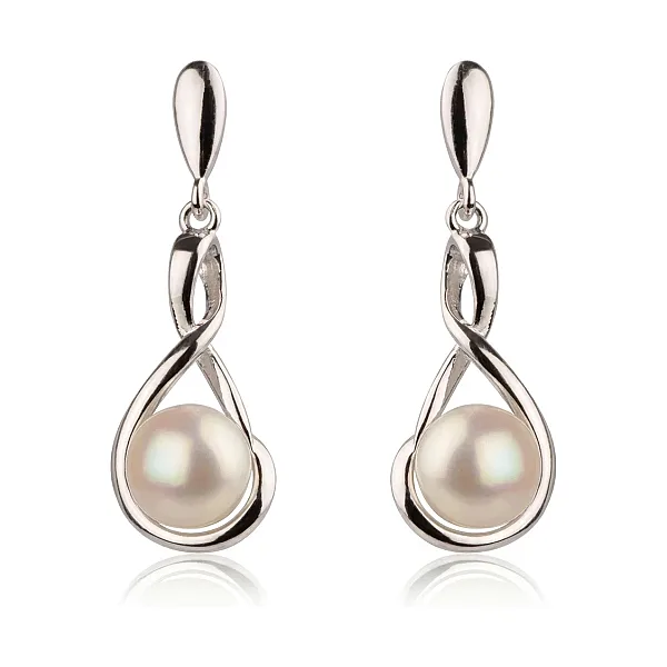  Freshwater Cultured Pearl Drop Earrings  |  Silver