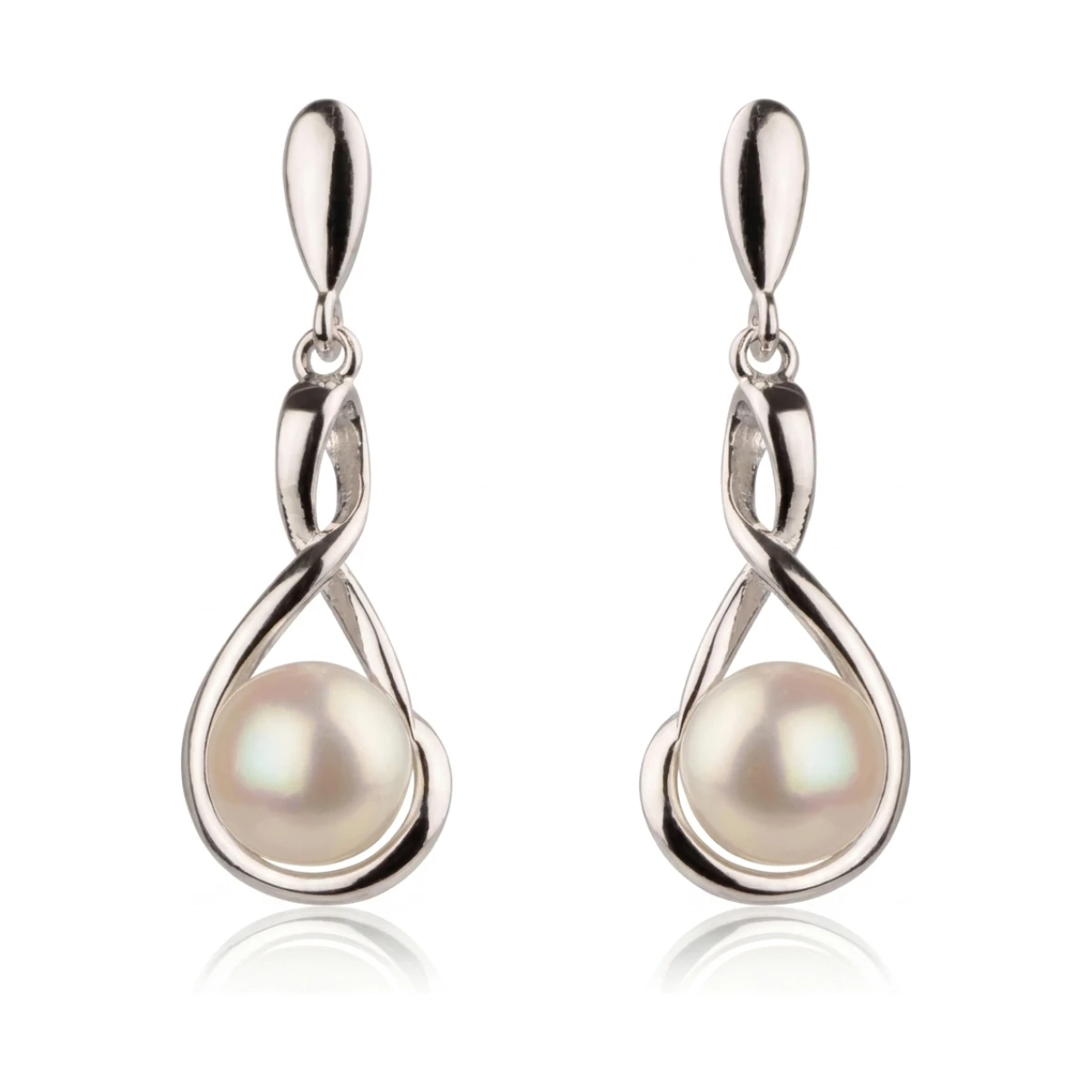  Freshwater Cultured Pearl Drop Earrings  |  Silver