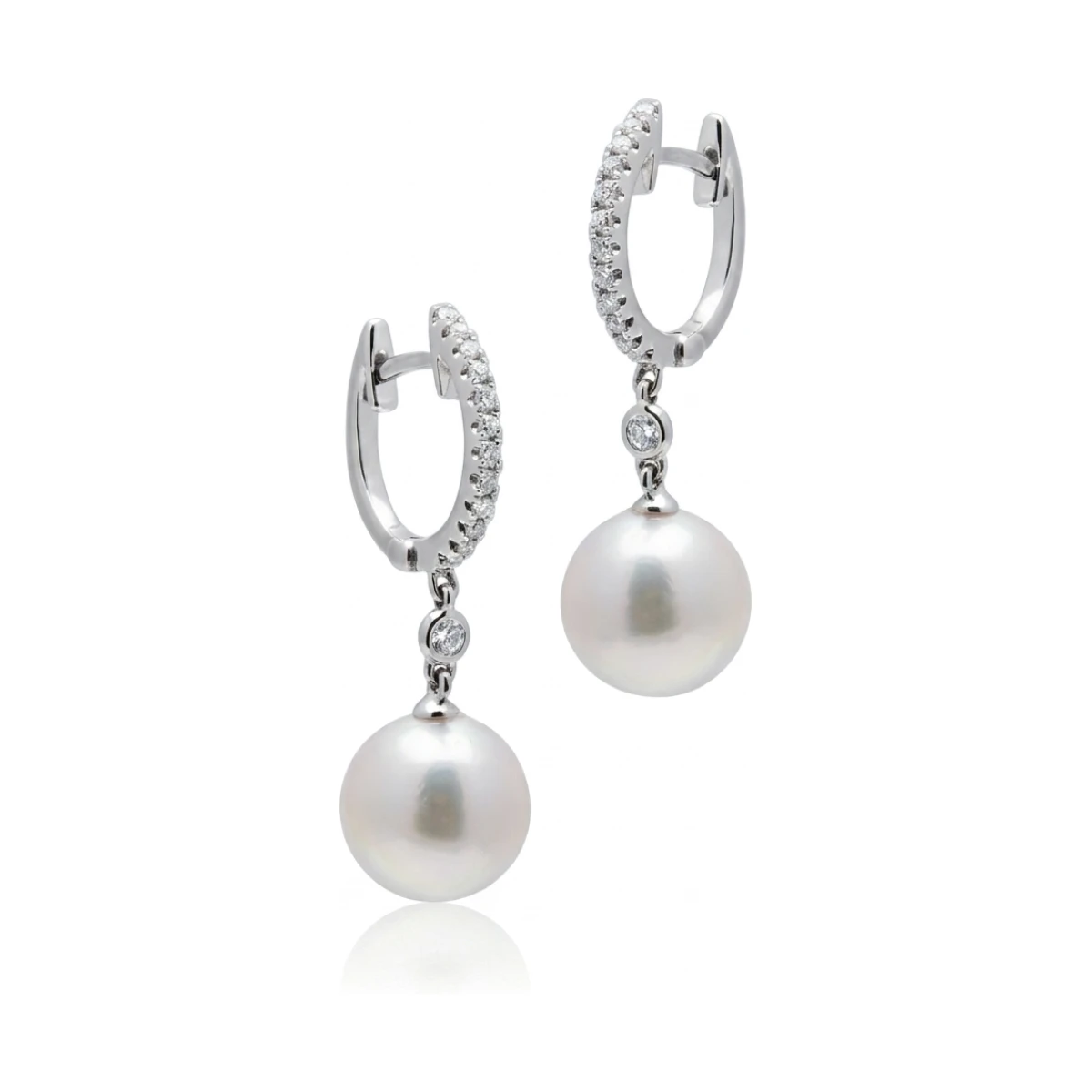 Akoya Pearl & Diamond Set Hoop Earrings  |  18ct White Gold
