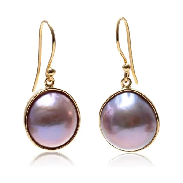 Natural Colour Freshwater Pearl Drop Earrings  |  Silver Gilt