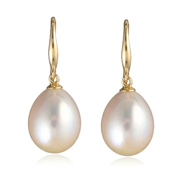 Freshwater Pearl Sturdy Hook Drop Earrings  | 9ct Gold Yellow