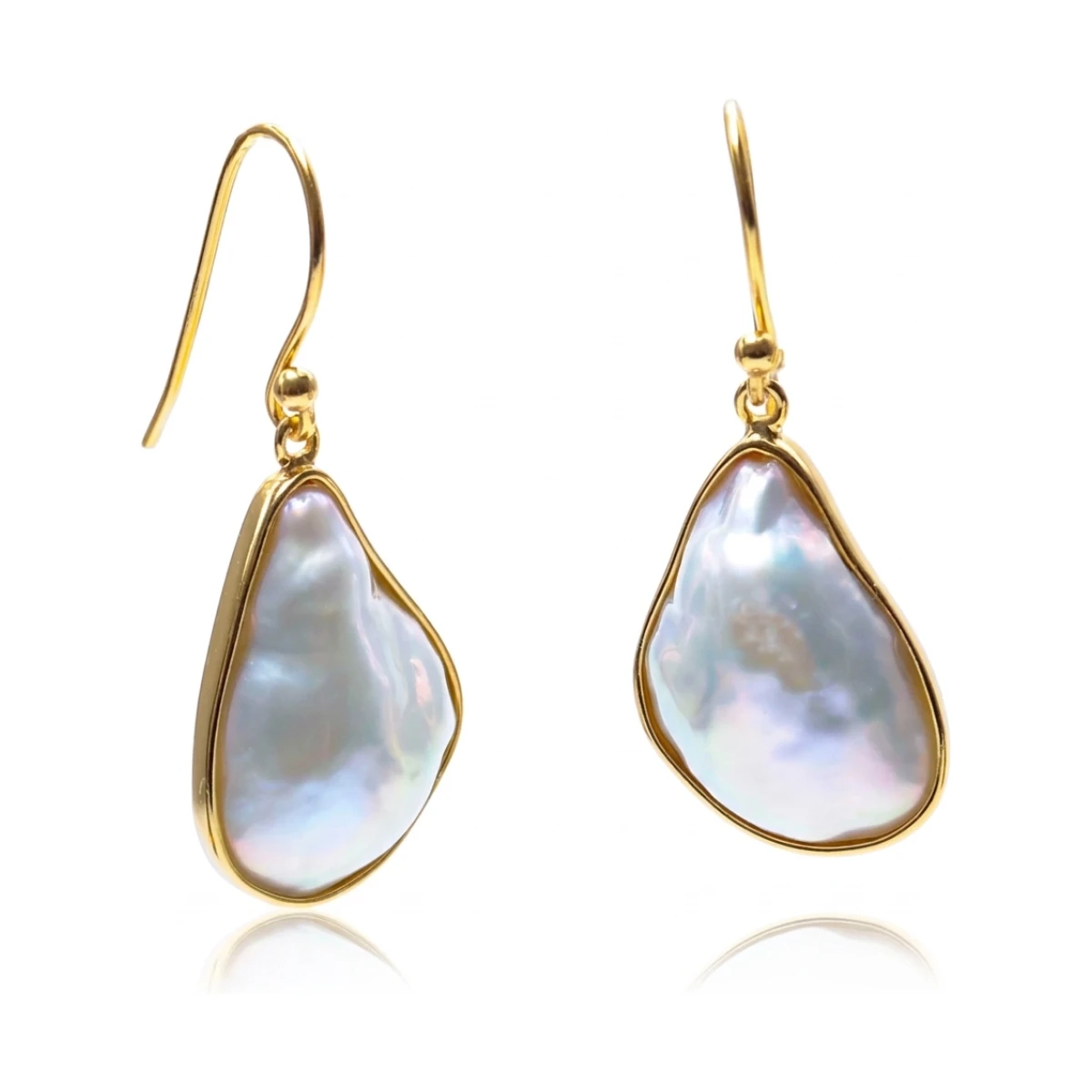 Freshwater Baroque Drop Hook Wire Earring  |  Silver Gilt