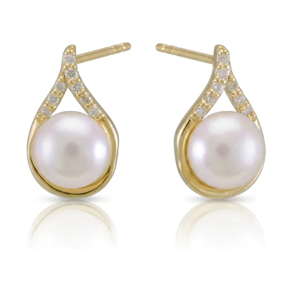 Freshwater Pearl & Diamond Pear-Shape Stud Earrings  |  9ct Gold