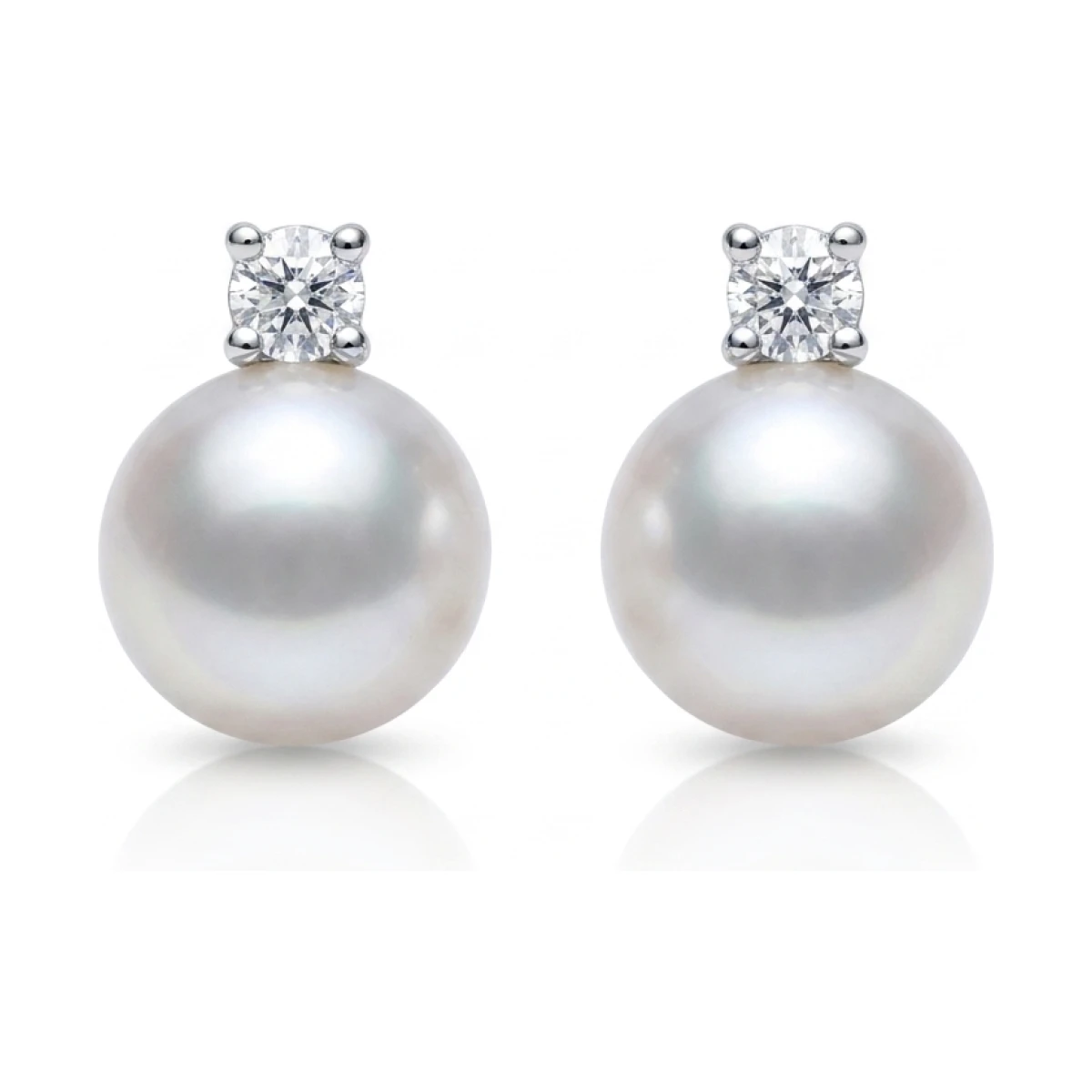 Akoya Pearl & Diamond 4 Claw Stud Earrings  |  18ct White Gold