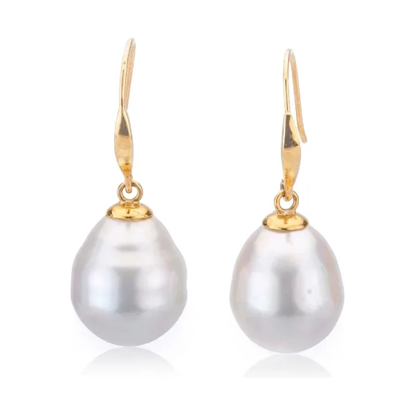 Baroque South Sea Pearl Hook Drop Earrings  |18ct Yellow Gold