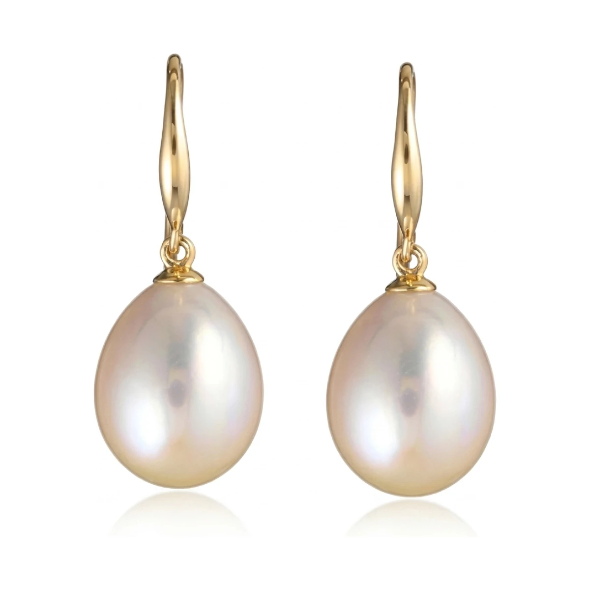 Freshwater Pearl Sturdy Hook Drop Earrings  |  18ct Yellow Gold