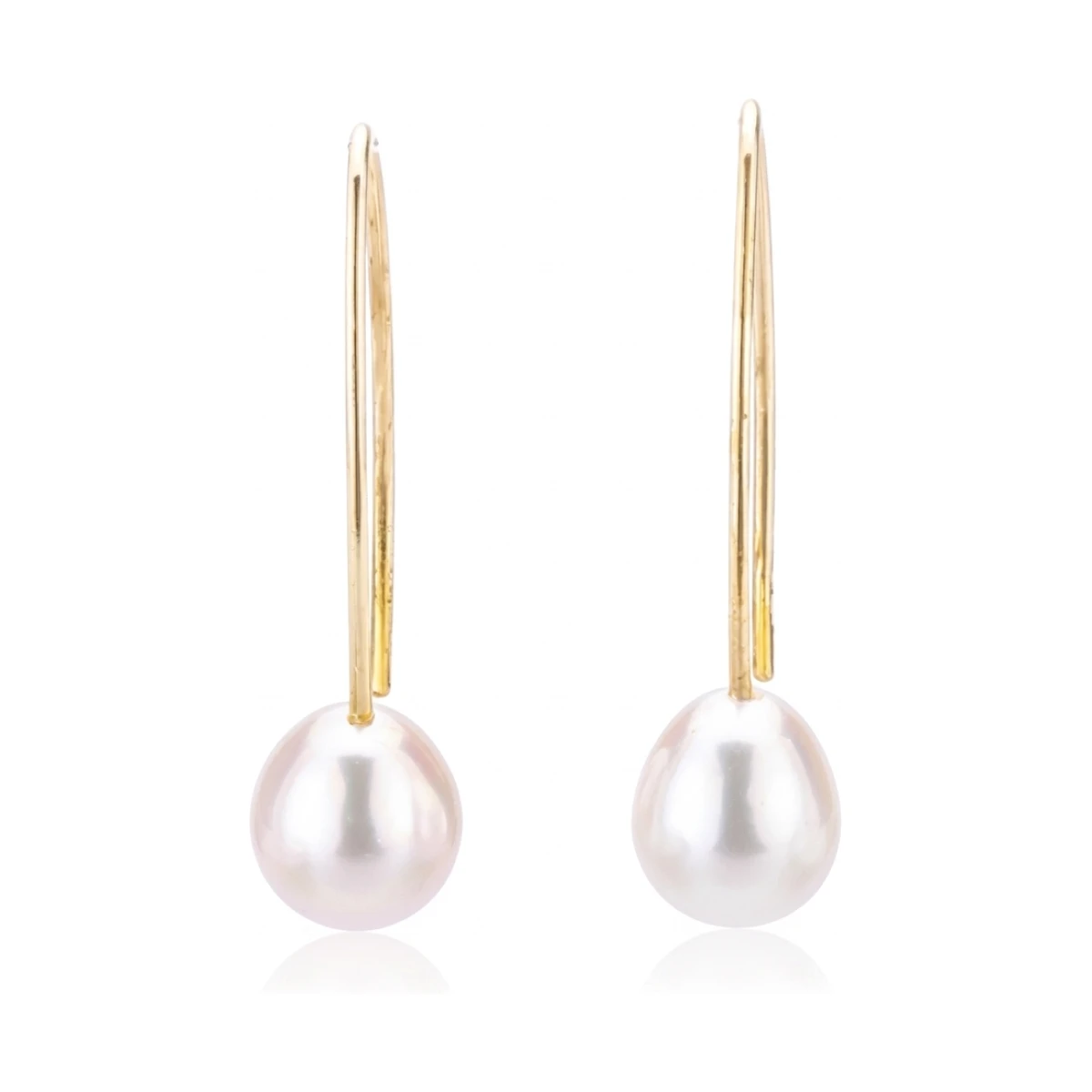 Freshwater Elongated Hook Drop Pearl Earrings  |  9ct Yellow Gold