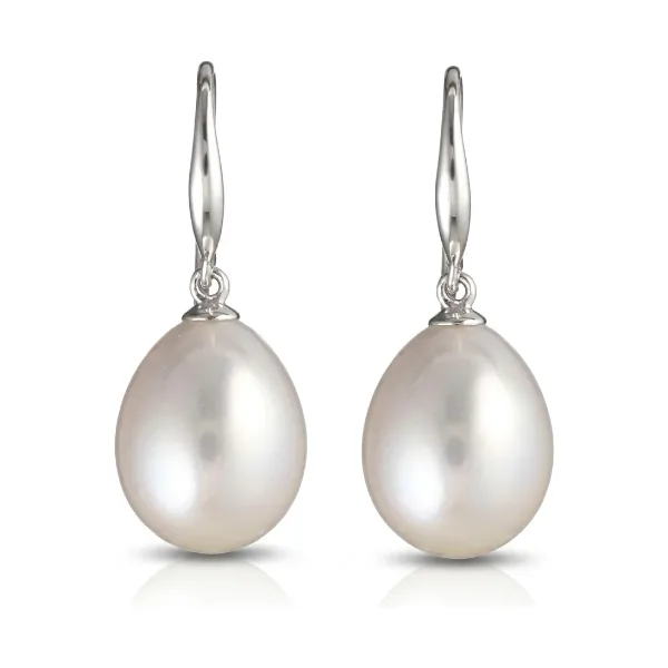 Freshwater Pearl Sturdy Hook Drop Earrings  | 9ct White Gold 