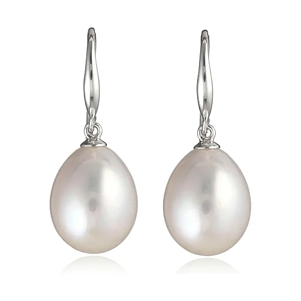 Freshwater Pearl Sturdy Hook Drop Earrings  | 18ct White Gold 