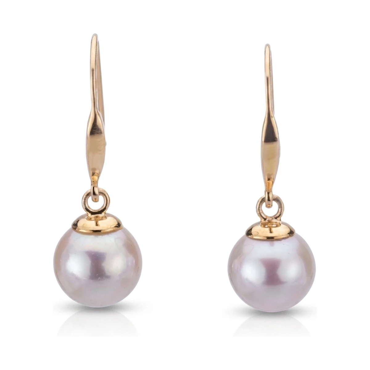 Freshwater Pearl Simple Hook Drop Earrings  | 9ct Yellow Gold 